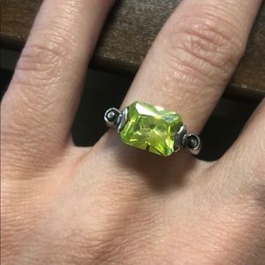 Sterling silver ring with costume peridot stone